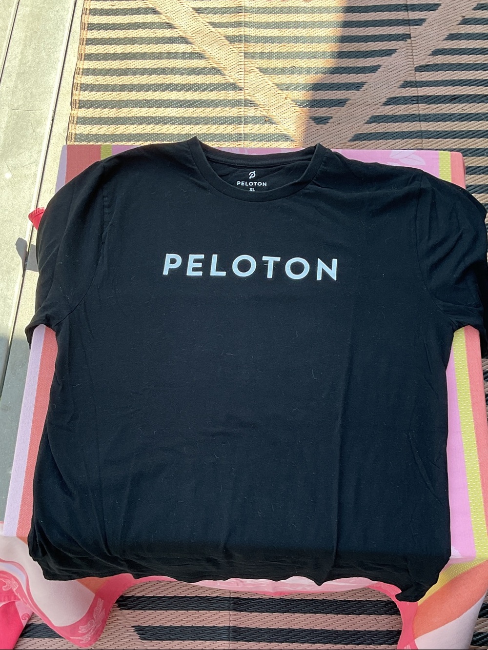 Peloton Women’s Black Tee with White Logo - XL